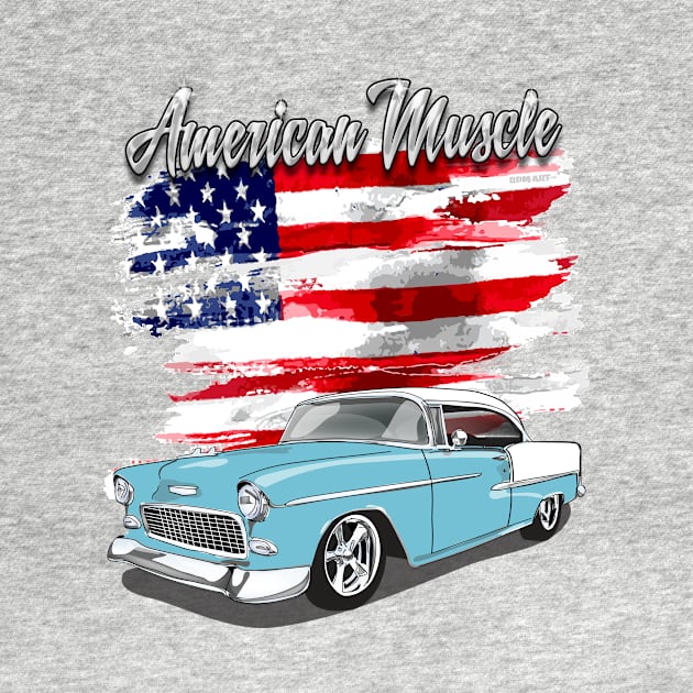 1955 Skyline Blue Chevy Bel Air American Muscle Print by RPM-ART